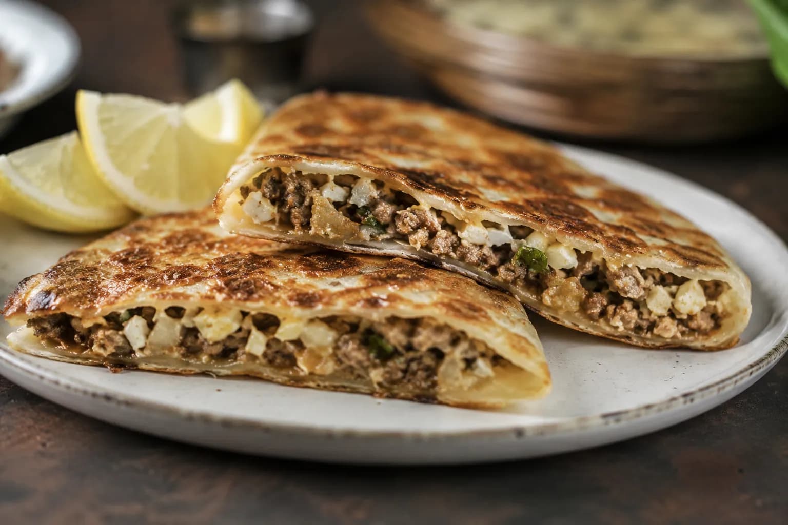 Saudi mutabbaq stuffed pancake