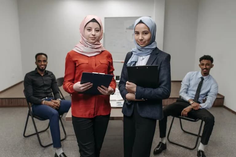 Multicultural team working in a modern office